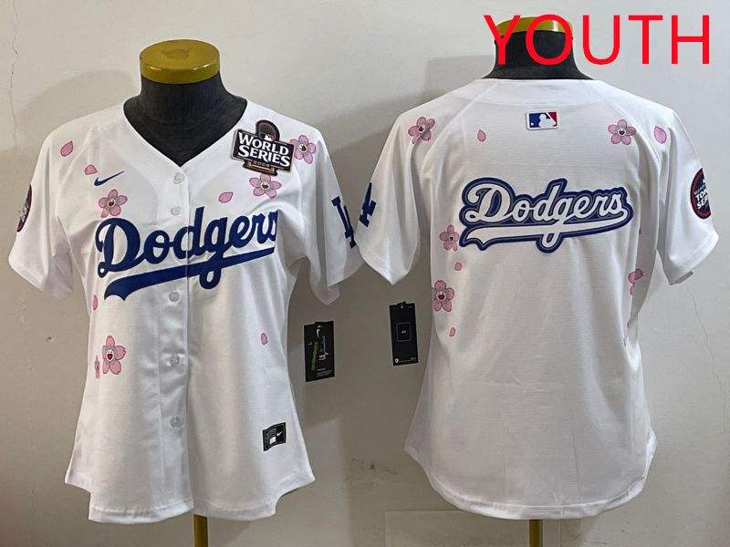 Youth Los Angeles Dodgers Blank White Sakura Edition 2025 Nike MLB Jersey style 15